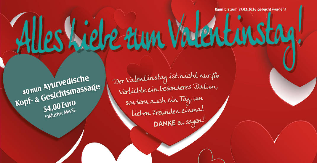 Valentinstagangebot - Ayurvedische Kopf- und Gesichtsmassage (40 min)