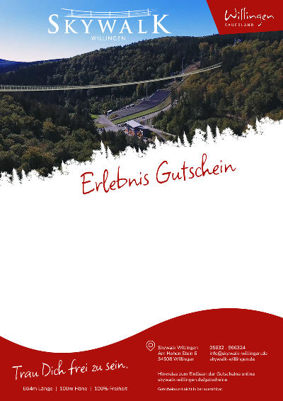 Sofort- GUTSCHEINE Skywalk Willingen